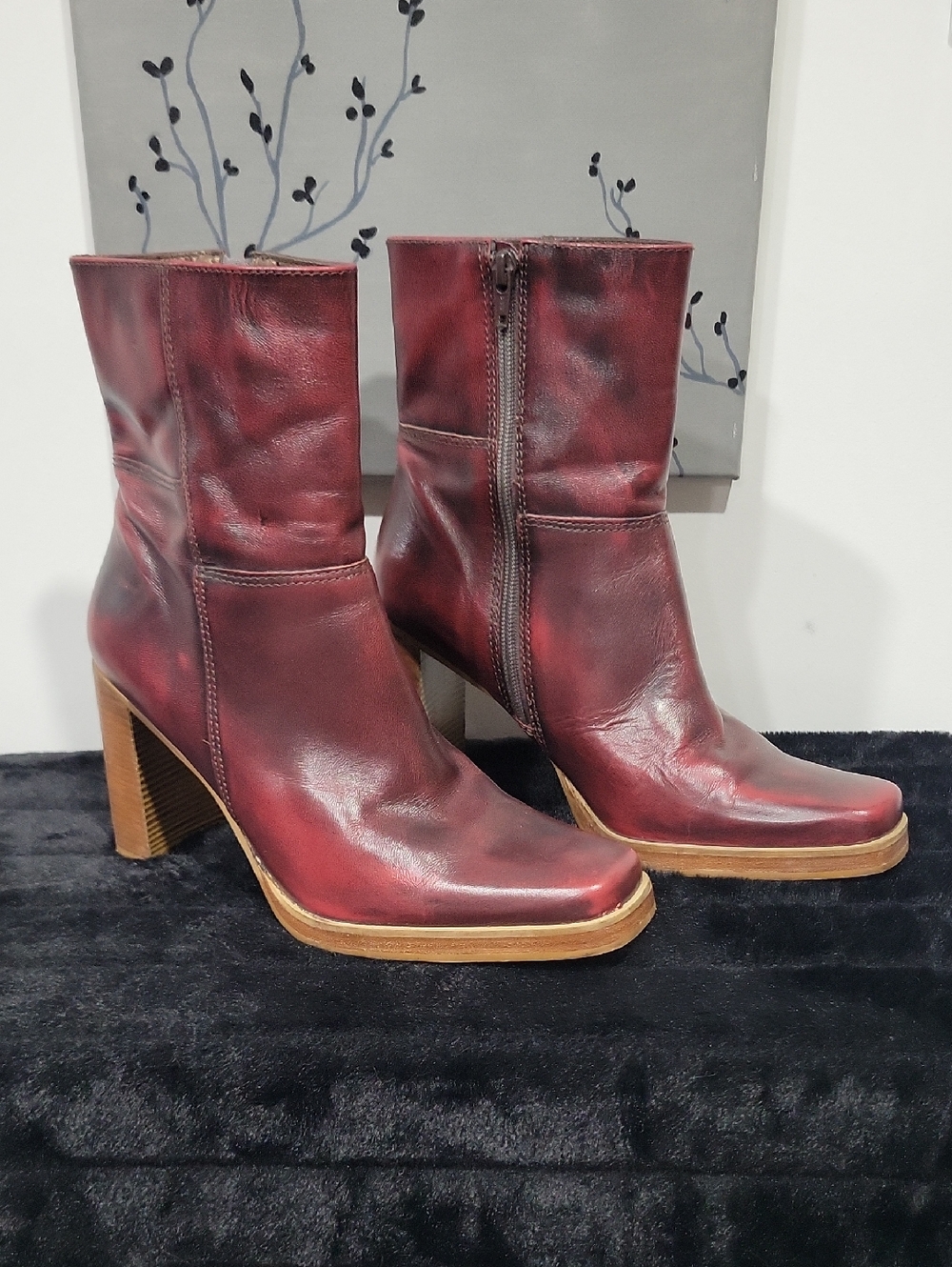 Vintage Candies Red Leather Boots Size 8.5